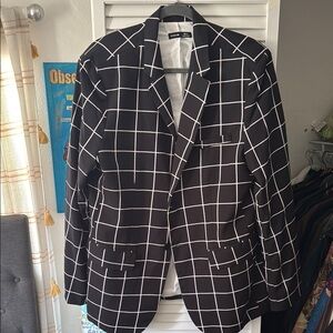 Black and White Grid Blazer